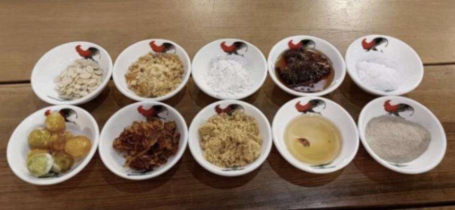 An assortment of traditional Hainanese snacks in small bowls